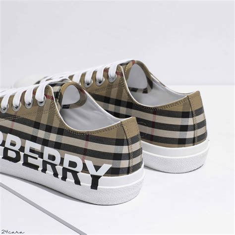 burberry logo print vintage check cotton sneakers|burberry vintage check sneakers men's.